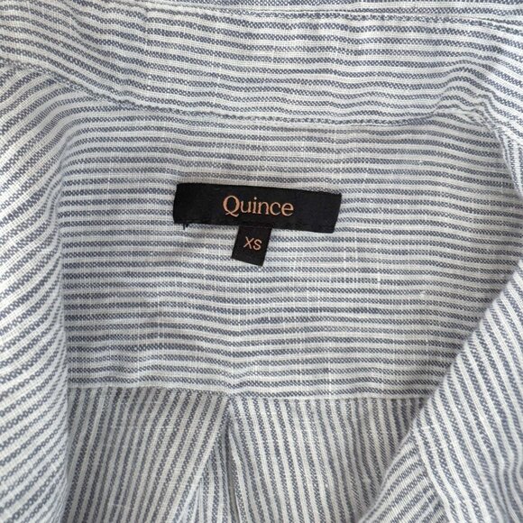 Quince Stiped Button Down Linen Shirt  XS - Picture 4 of 5